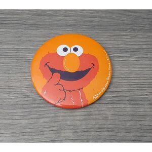 VTG Jim Henson Productions Elmo Pinback Button Sesame Street Furry Red Monster